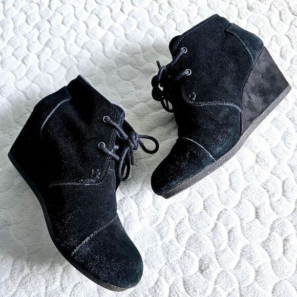 BOBS from Skechers Shoes - BOBS from Skechers Black Suede Wedge Ankle Booties